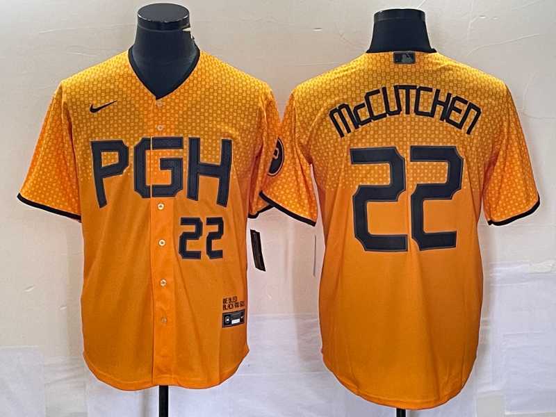 Men%27s Pittsburgh Pirates #22 Andrew McCutchen Number Gold 2023 City Connect Stitched Jersey 1->pittsburgh pirates->MLB Jersey